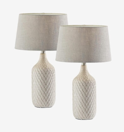 Adesso Kathryn Table Lamp in Off-White, Grey and Natural (Set of 2)