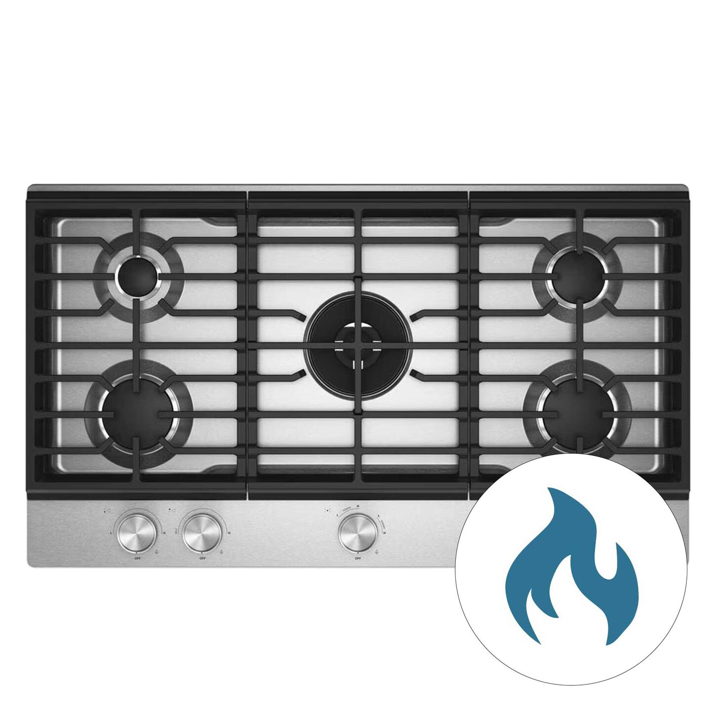 6 Burner Gas Cooktop in Stainless Steel