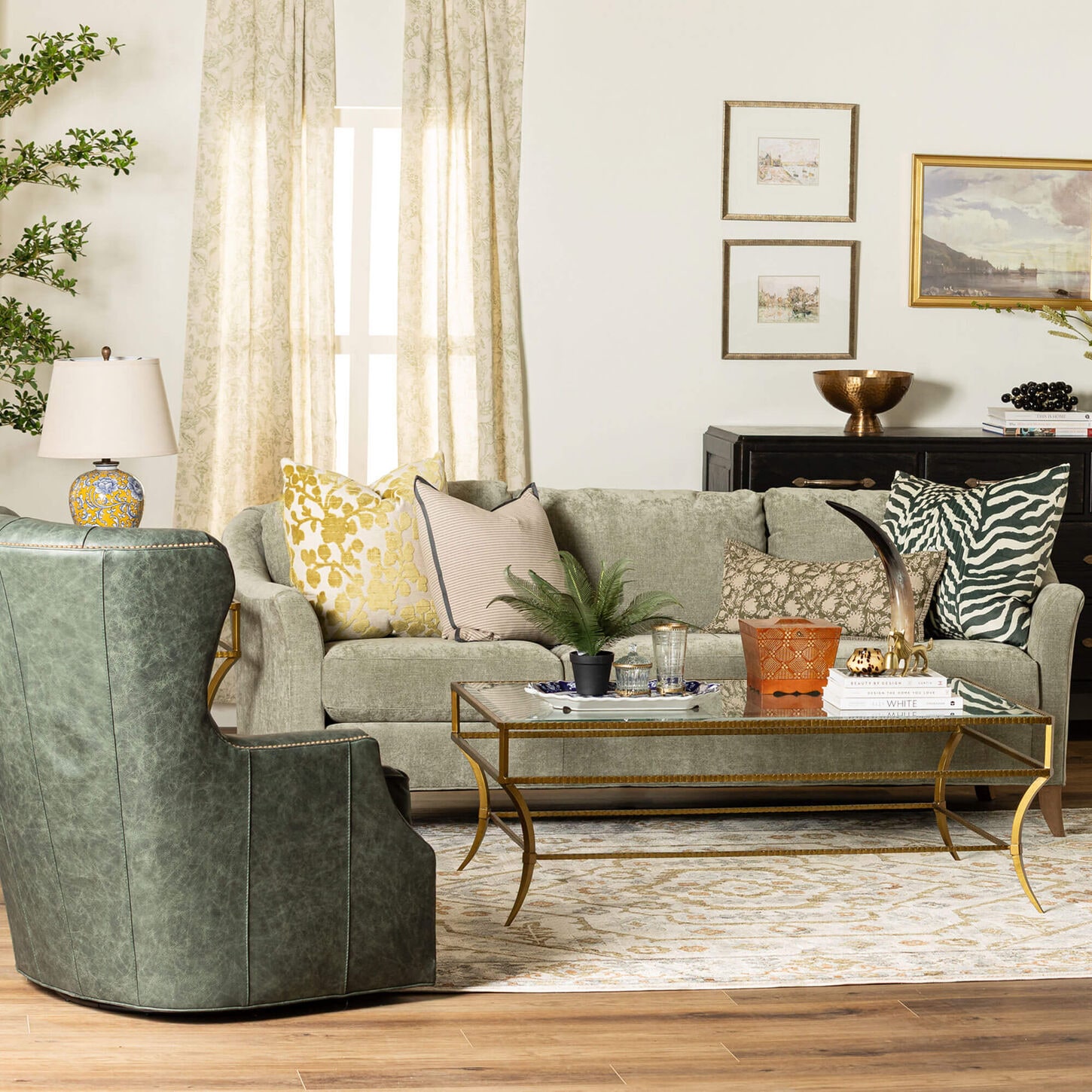Smith Brothers Stationary Sofa in Green