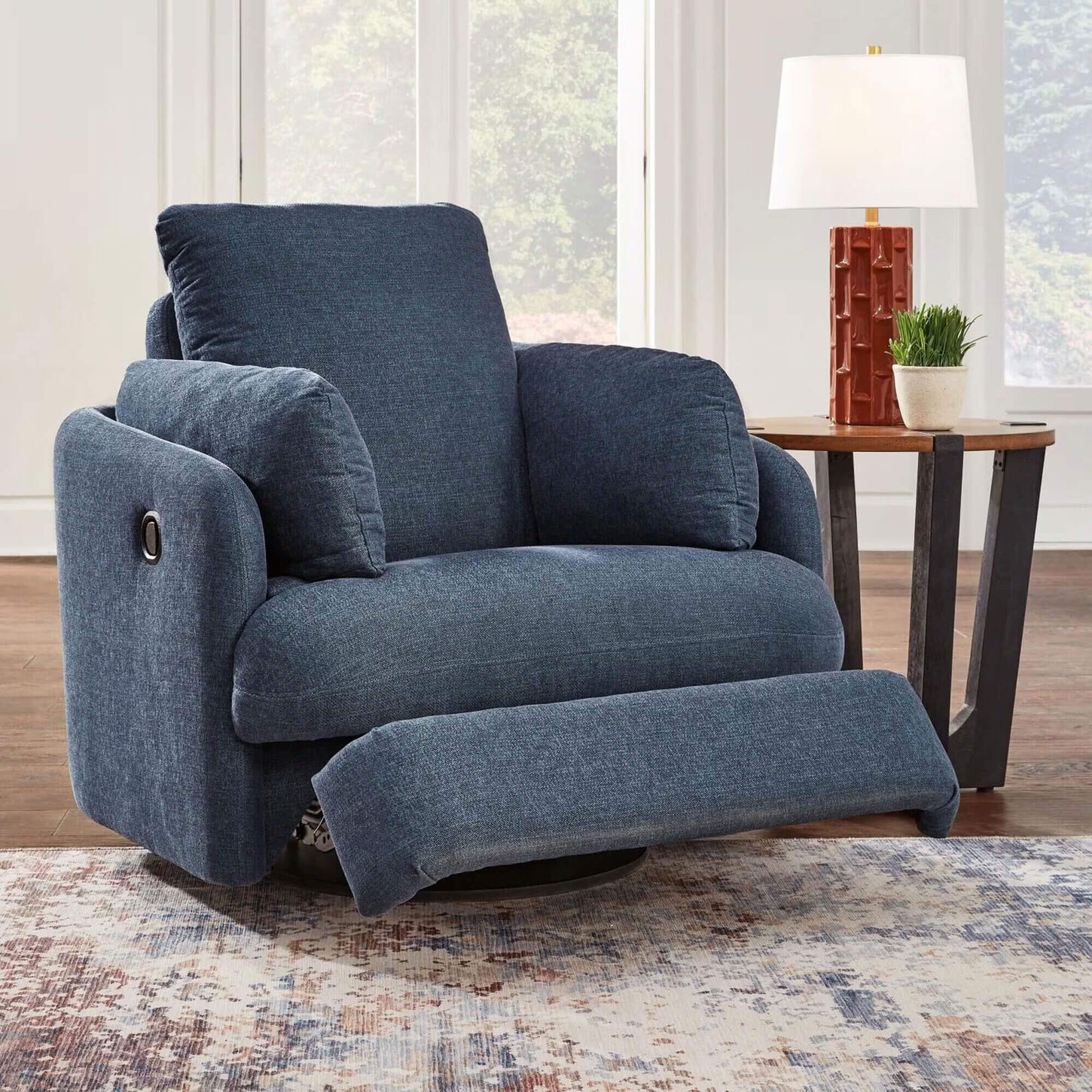 Ashley Modmax Swivel Glider Recliner in Ink