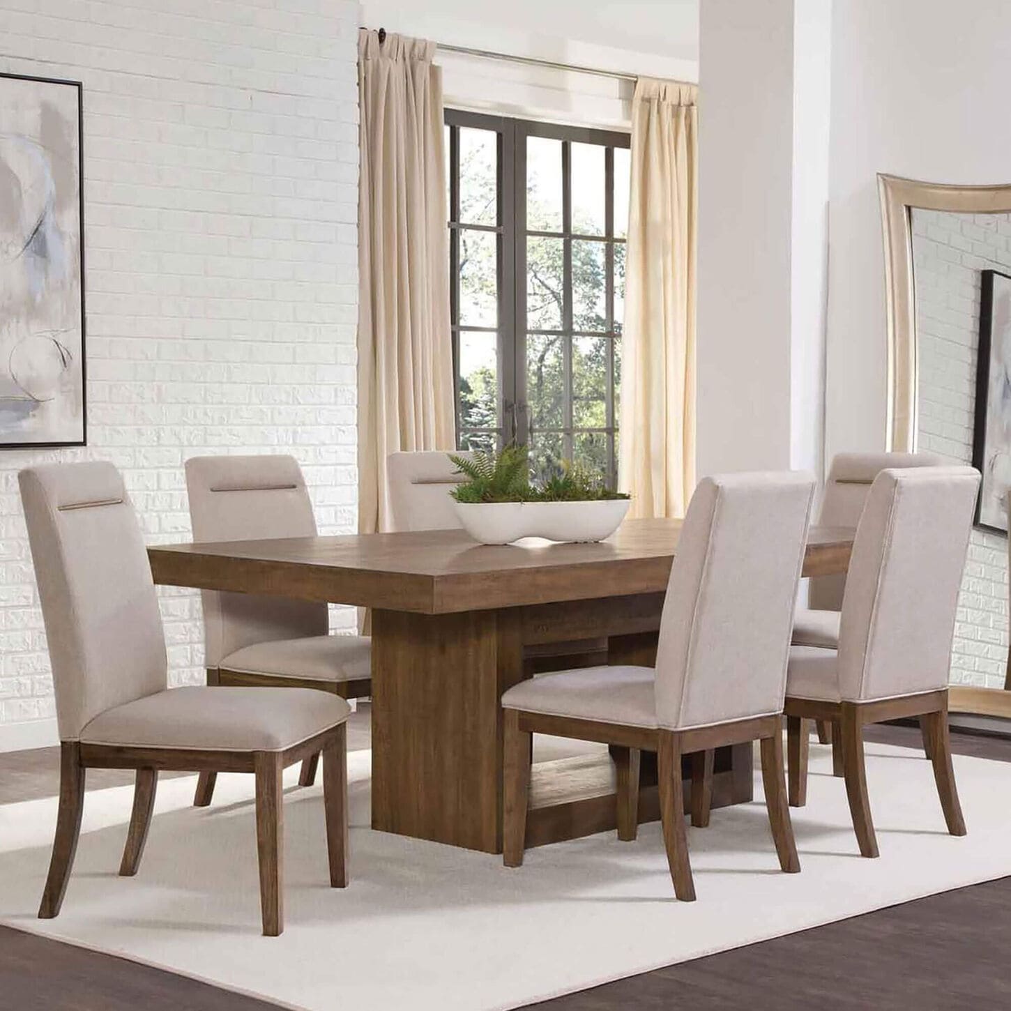 Crystal City Garland 7-Piece Rectangular Dining Set in Brown