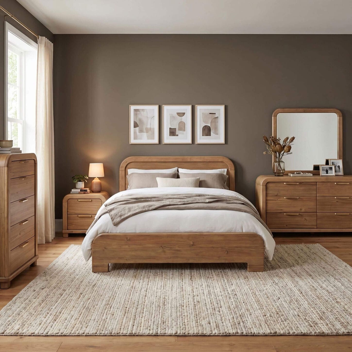 Urban Home Kione 5 Piece Queen Platform Bedroom Set in Brown