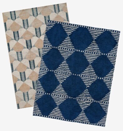 Drew and Jonathan Home Kasbah Dervish 6ft x 9ft Blue Area Rug & Momeni Edition EDI-1 1ft10in x 2ft10in Blue Area Rug