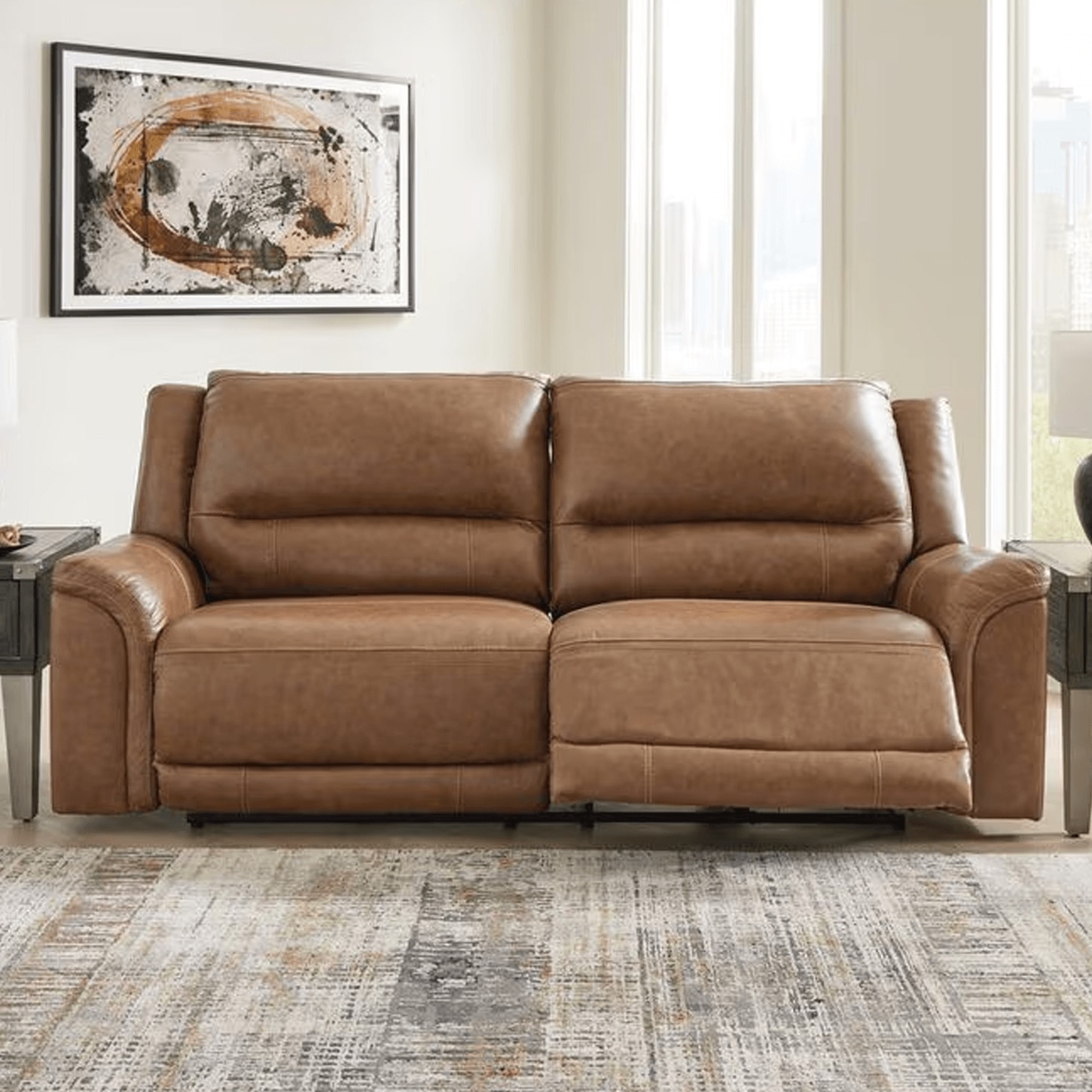 Ashley Trasimeno Power Reclining Sofa in Caramel