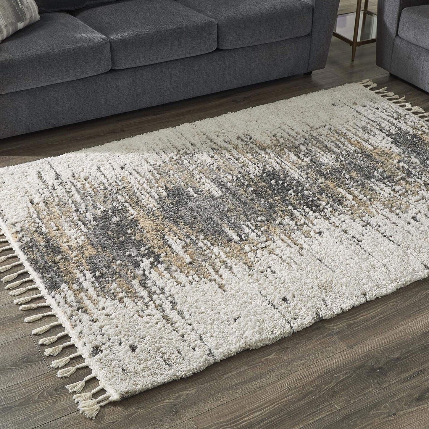 Ashley Jembeth 5'3" x 7' Cream, Beige, Gray, Charcoal and Gold Area Rug