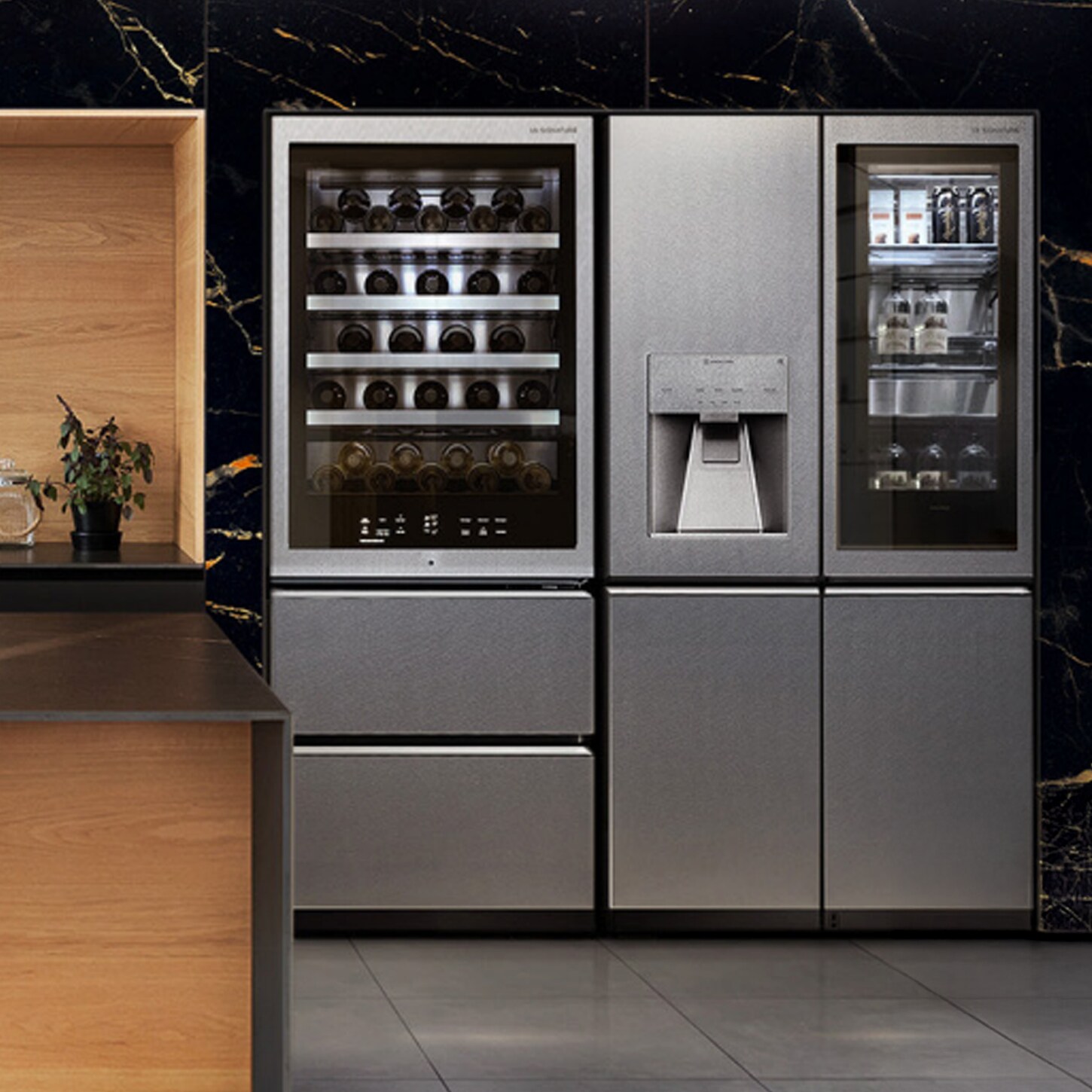 lg stainless steel refrigerator in kitchen