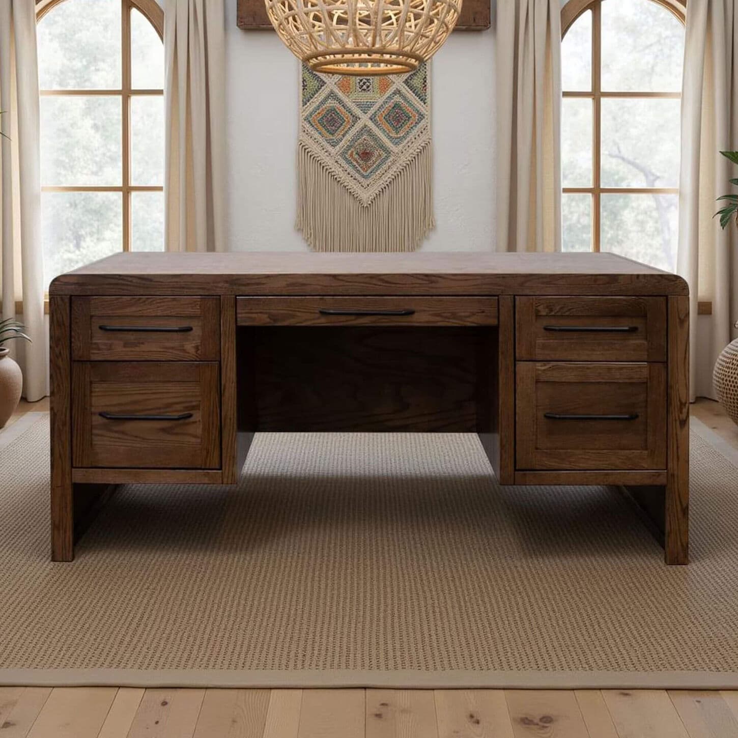Legends Home Haven Executive Desk in Bourbon