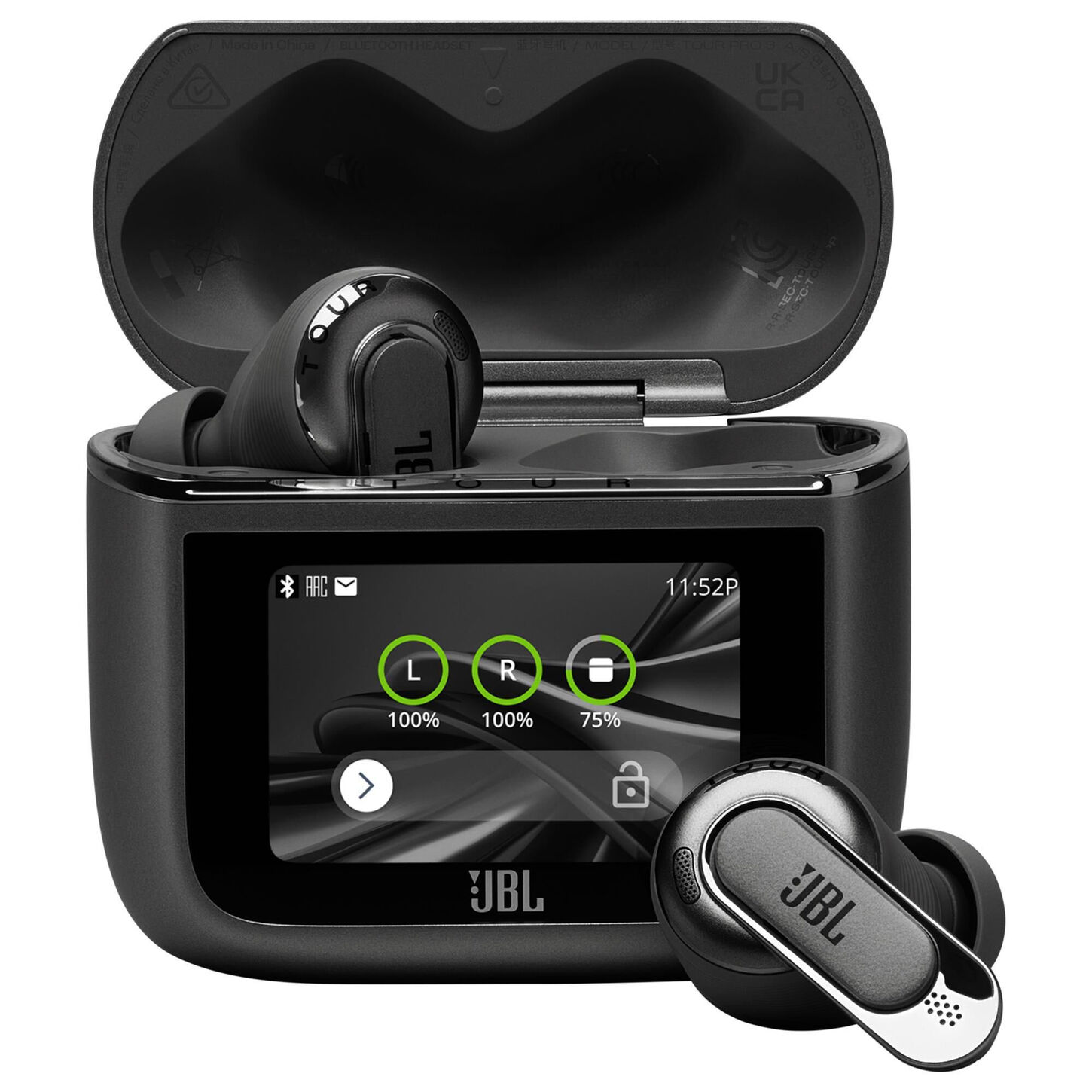  Previous Next JBL Tour Pro 3 True Wireless Noise Cancelling Earbuds with Smart Charging Case in Black