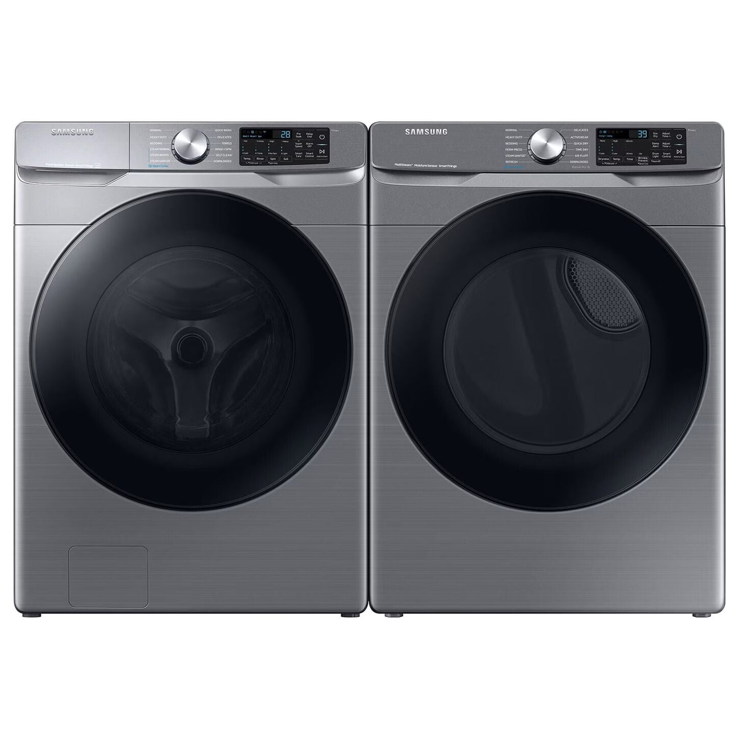 Samsung 4.5 Cu. Ft. Front Load Washer and 7.5 Cu. Ft. Electric Dryer Laundry Pair in Platinum