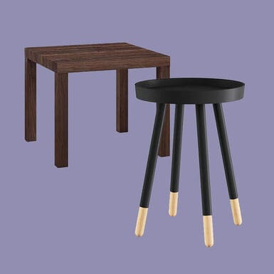 Timberlake Hastings Mid-Century Modern Home End Table in Black and DHP Ira Square End Table in Canyon Walnut