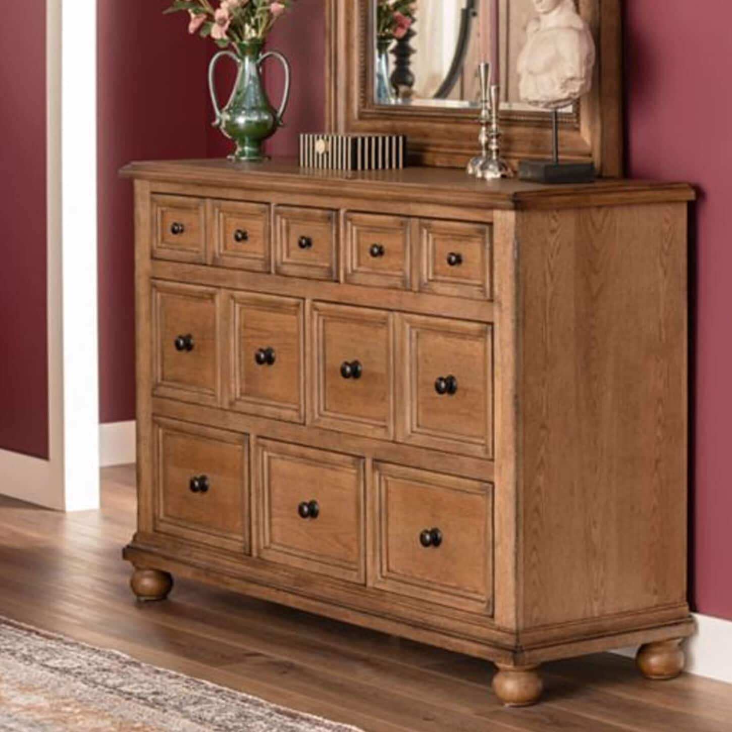 Country Living Vintage Market 8-Drawer Dresser in Barnwood Oak