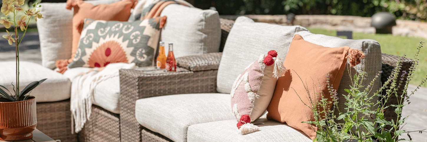 Outdoor Sectional with Pillows and Decor