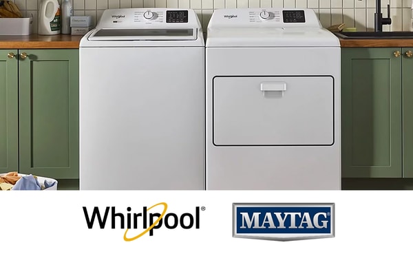 whirlpool washer and dryer in laundry room