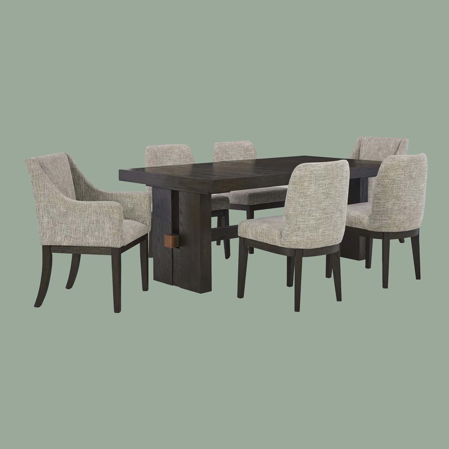 Millenium Burkhaus 7-Piece Dining Set with 1 Table Leaf in Dark Brown