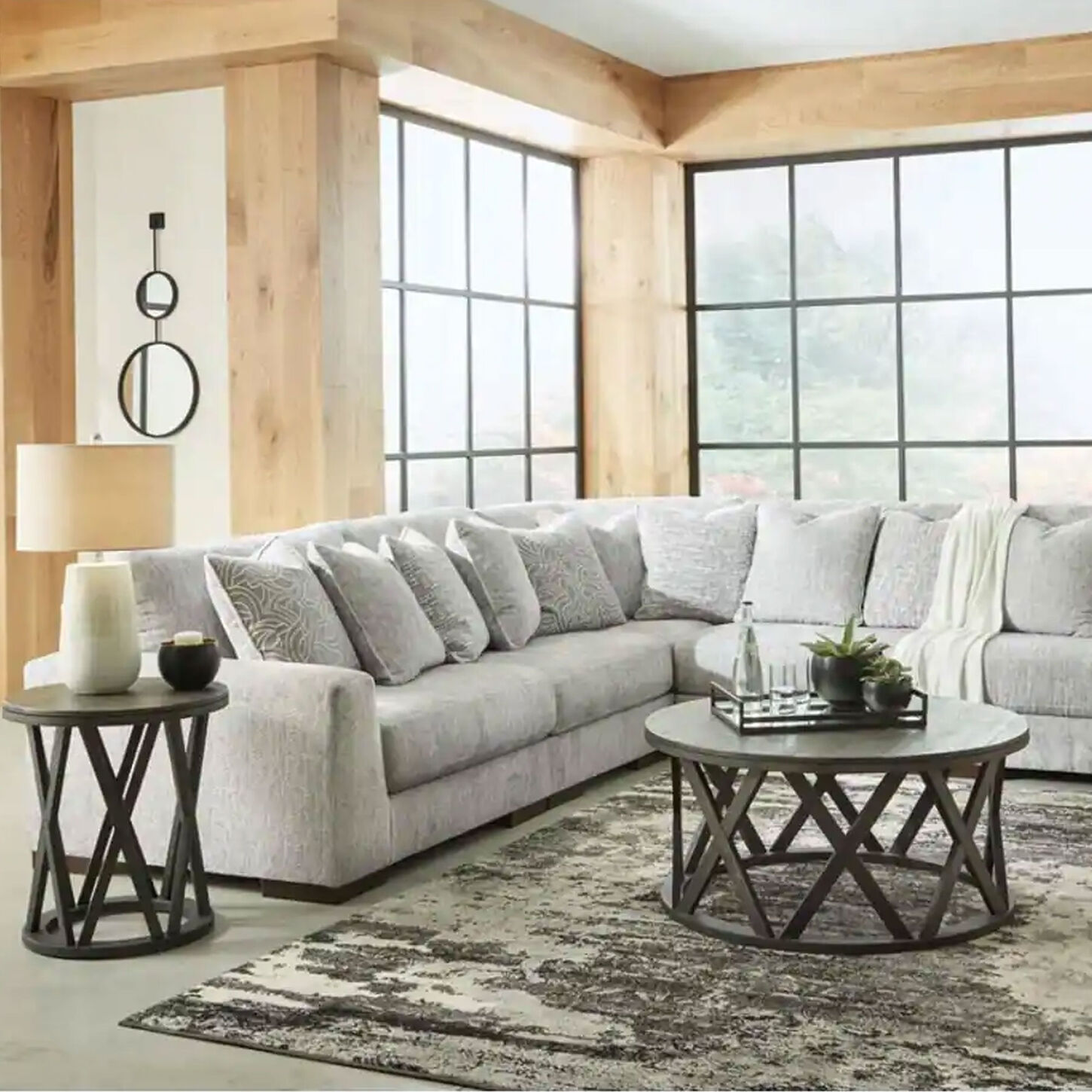 Ashley Regent Park 5-Piece Stationary L-Shaped Sectional in Pewter