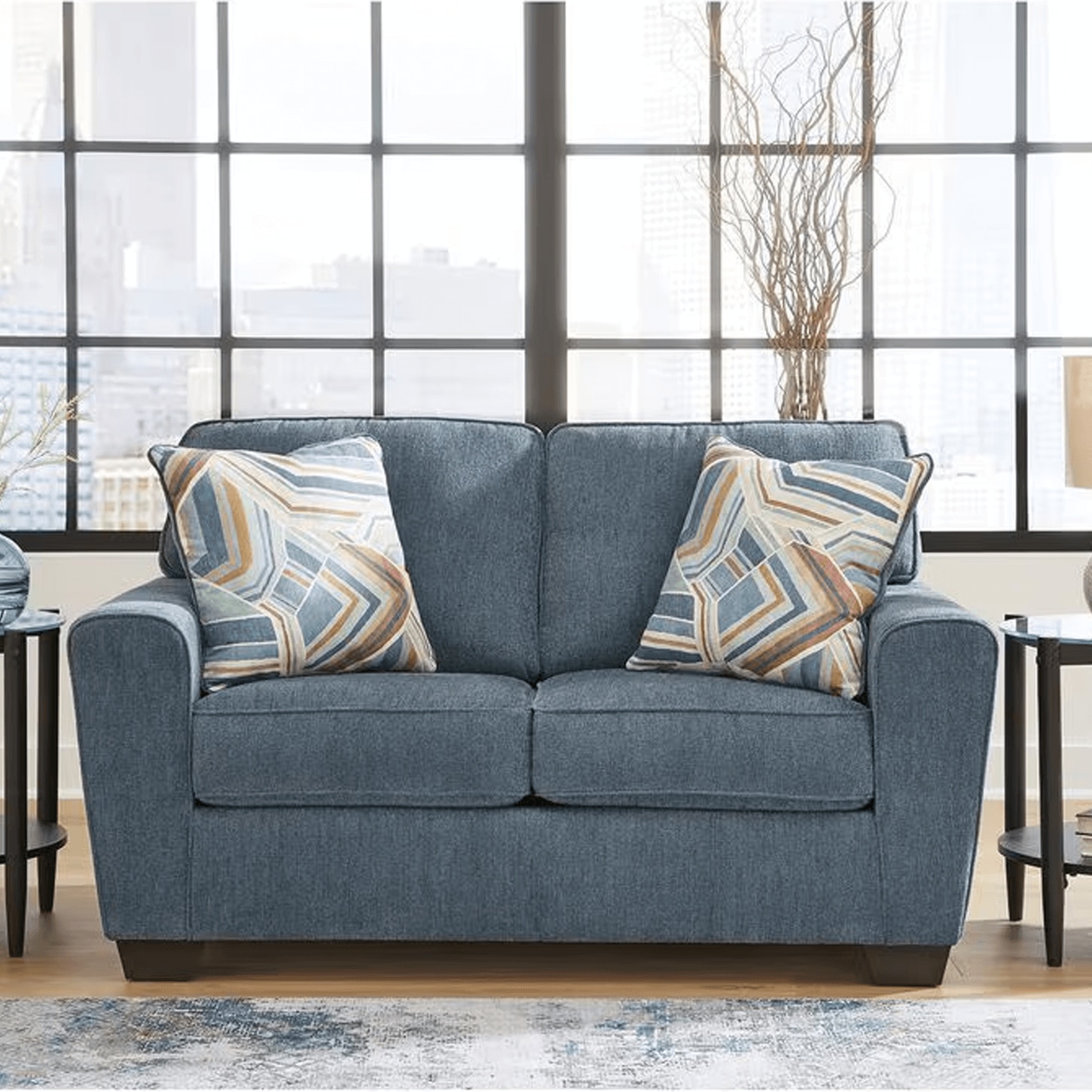 Ashley Cashton Stationary Loveseat in Blue