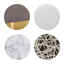 Quiet modern swatches including gold and grey, white, marble, and a black and cream pattern