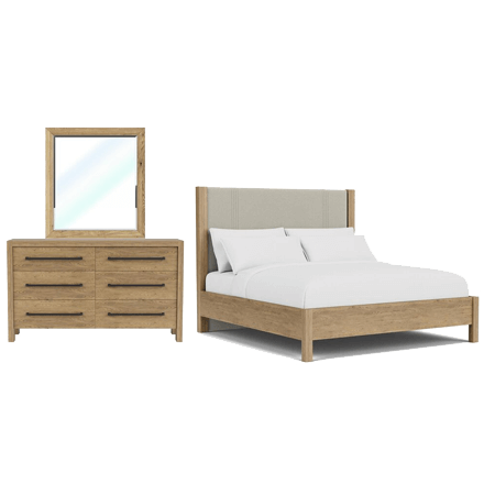 Shannon Hills Davie 3-Piece Queen Upholstered Bedroom Set in Pale Oak