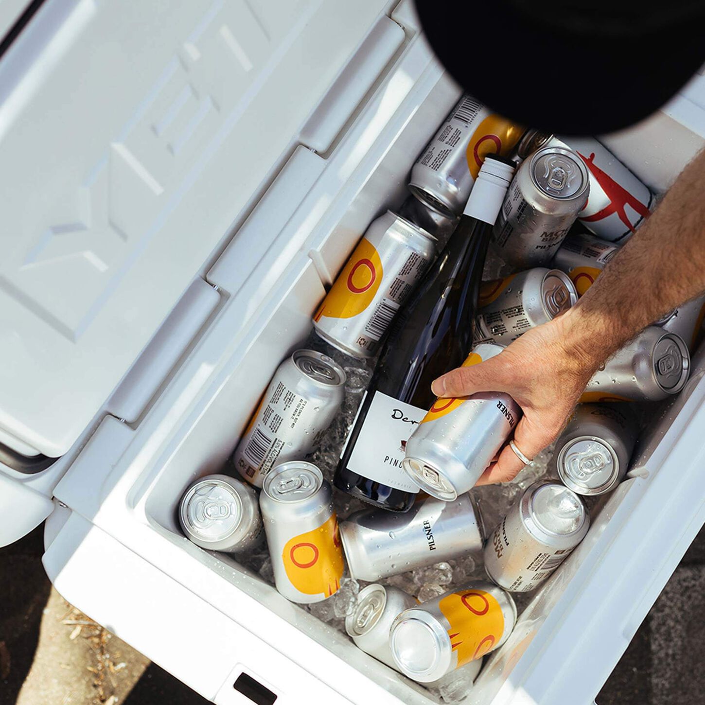 Yeti Cooler with Drinks