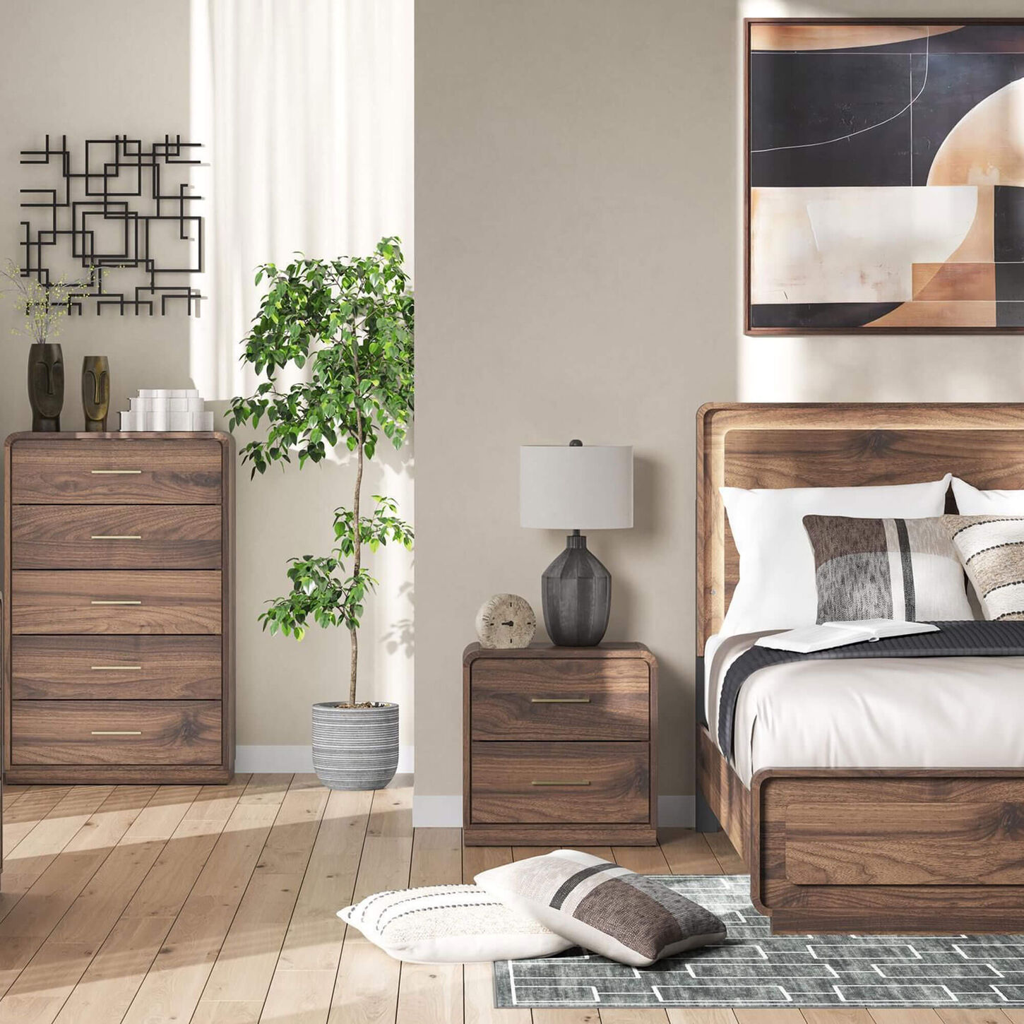 Ashley Fortlorn 2-Drawer Nightstand in Walnut Brown