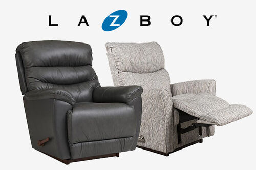 La-Z-Boy Rowan Rocker Recliner in Haze and La-Z-Boy Joshua Manual Rocker Recliner in Gray