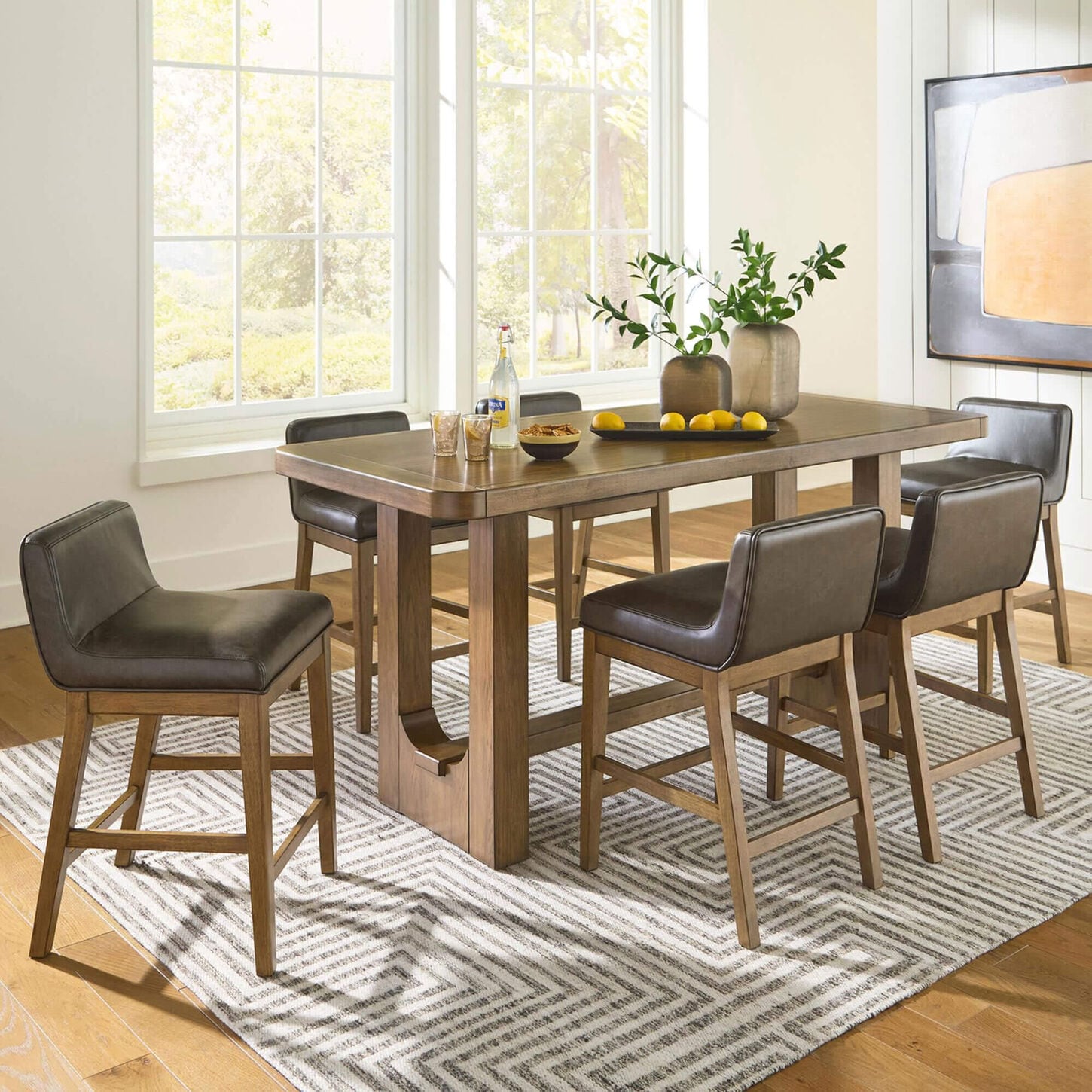 Millenium Cabalynn Counter Dining Table and 6 Stools in Two Tone