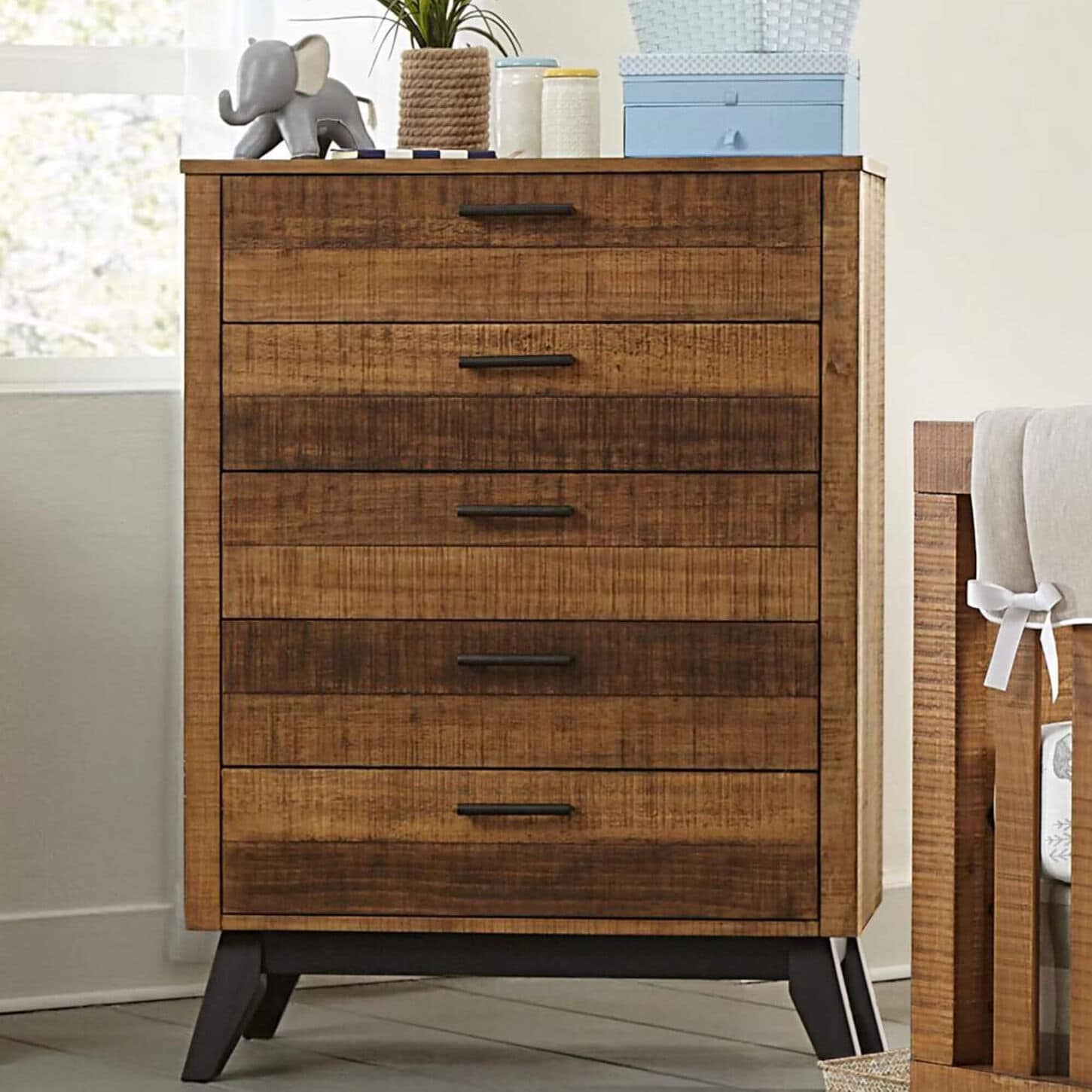 Eastern Shore Urban Rustic 5 Drawer Chest in Brushed Wheat