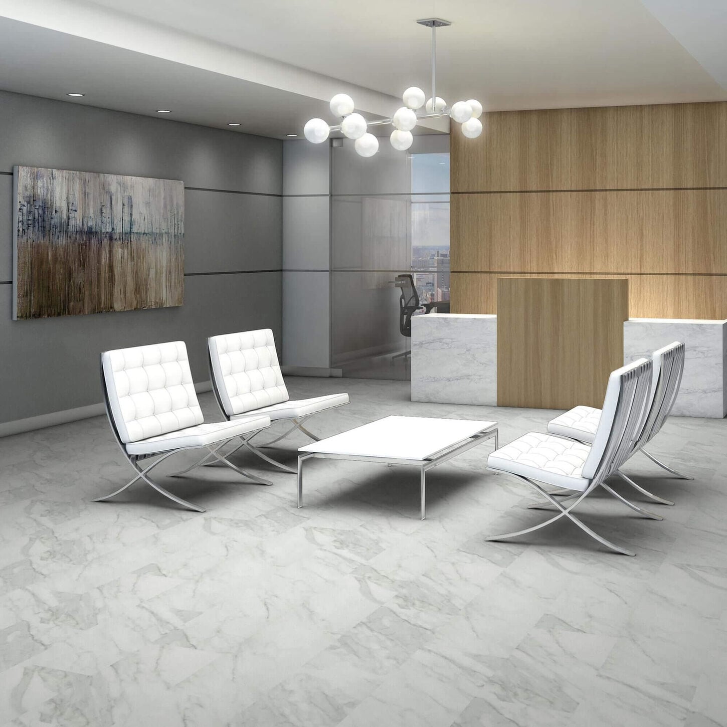 Shaw Pylon SPC Carrara White 12" x 24" Luxury Vinyl Tile