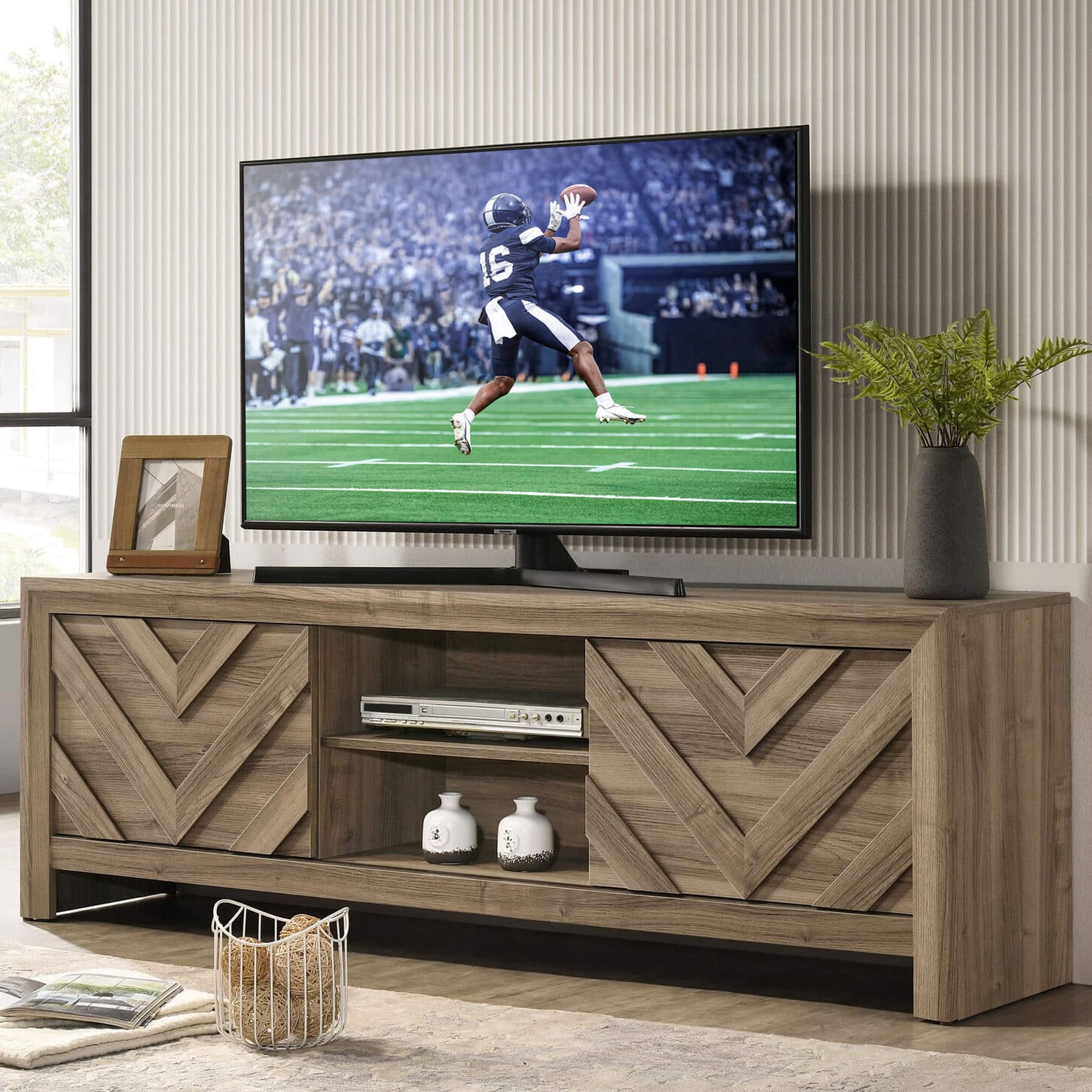 Crown Mark Valor 71" TV Stand in Light Brown