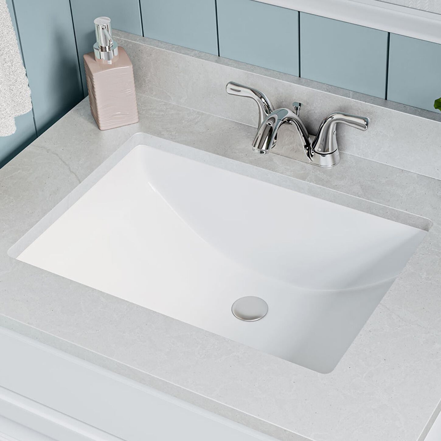MSI 20" Rectangular Undermount Porcelain Bathroom Sink in White