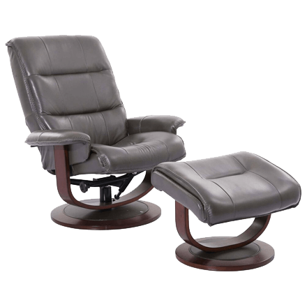 Simeon Collection Knight Manual Reclining Swivel Chair and Ottoman in Ice