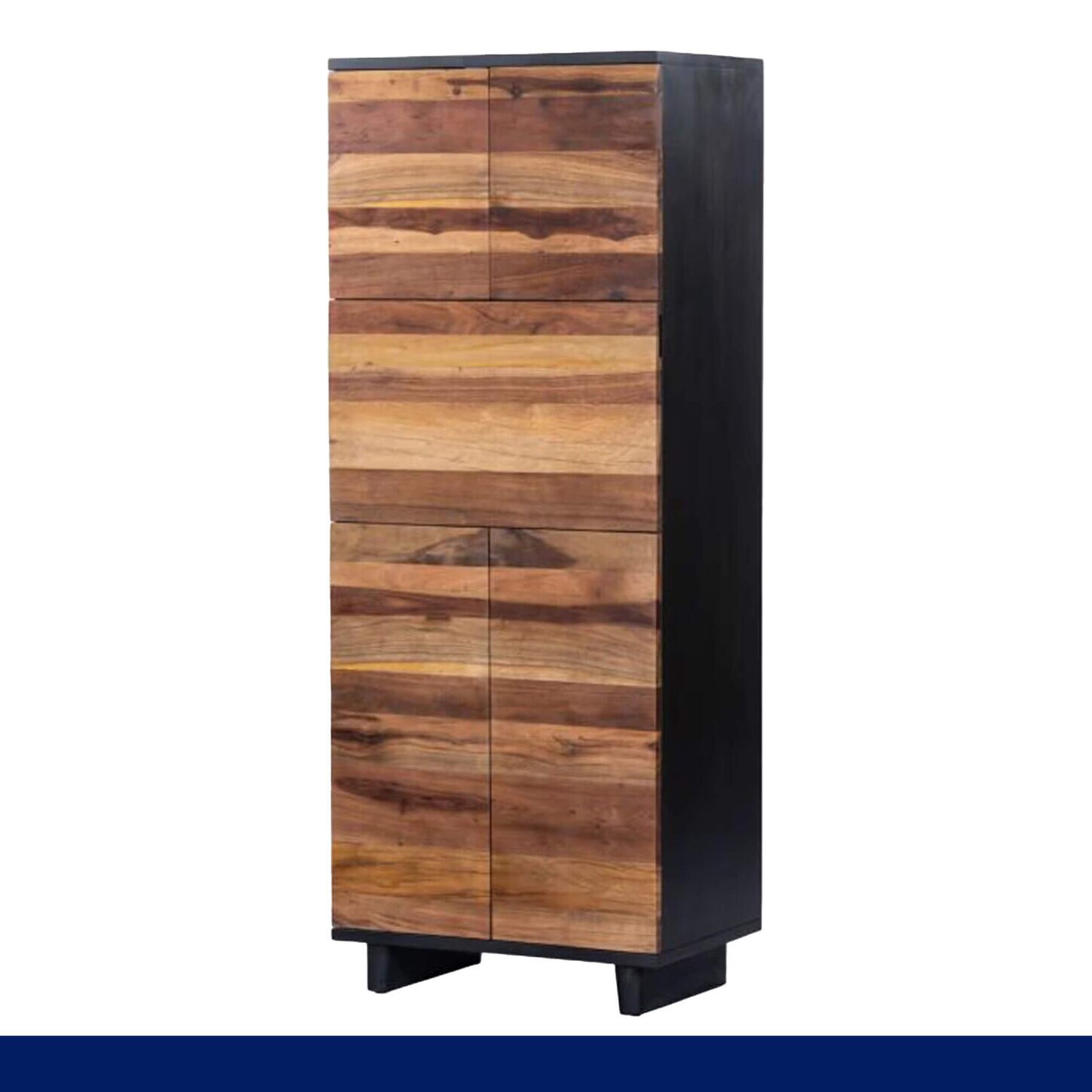 Home Trends & Design Santa Fe 7 inch Bar Cabinet in Natural and Matte Black