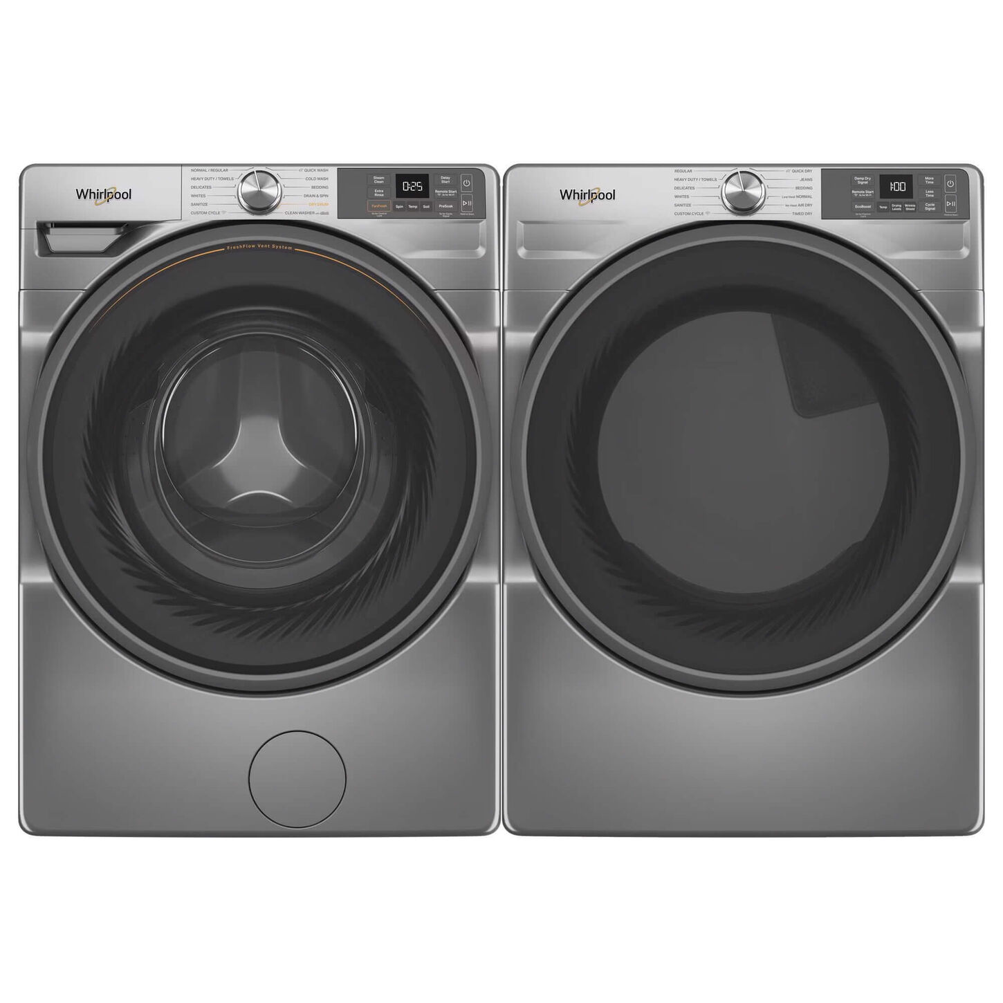 Whirlpool Laundry Pair in Radiant Silver