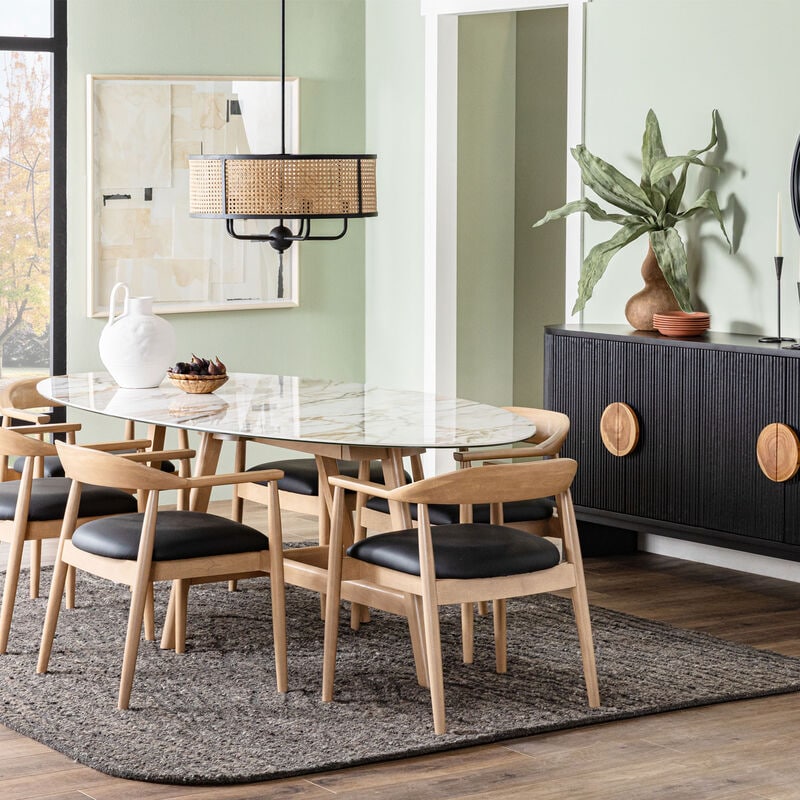 dining room scene with dining set and sideboard