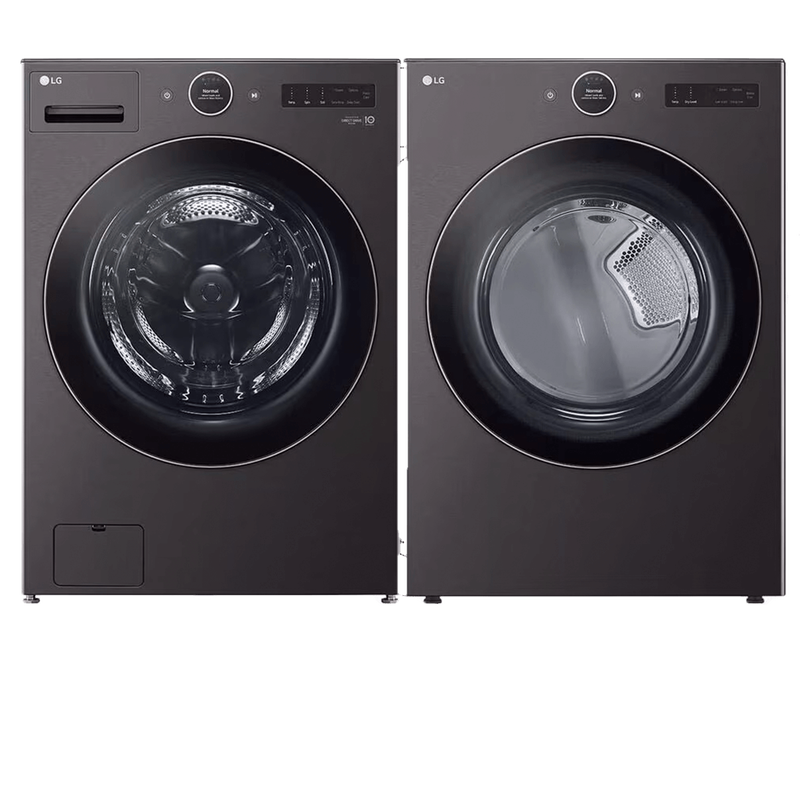 lg front load washer and dryer in black 