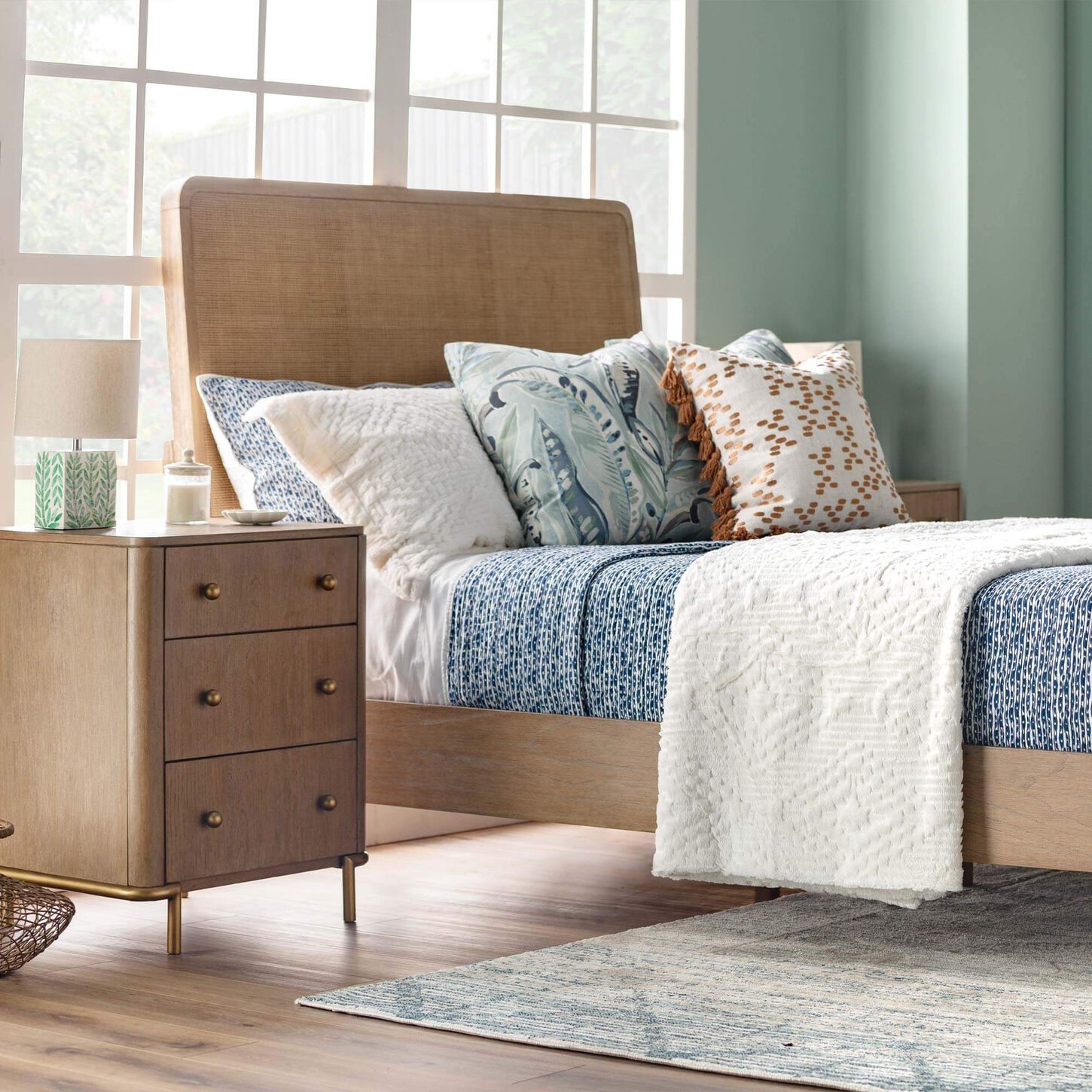 Pacific Landing Arini 4-Piece Queen Panel Bed Set in Brown