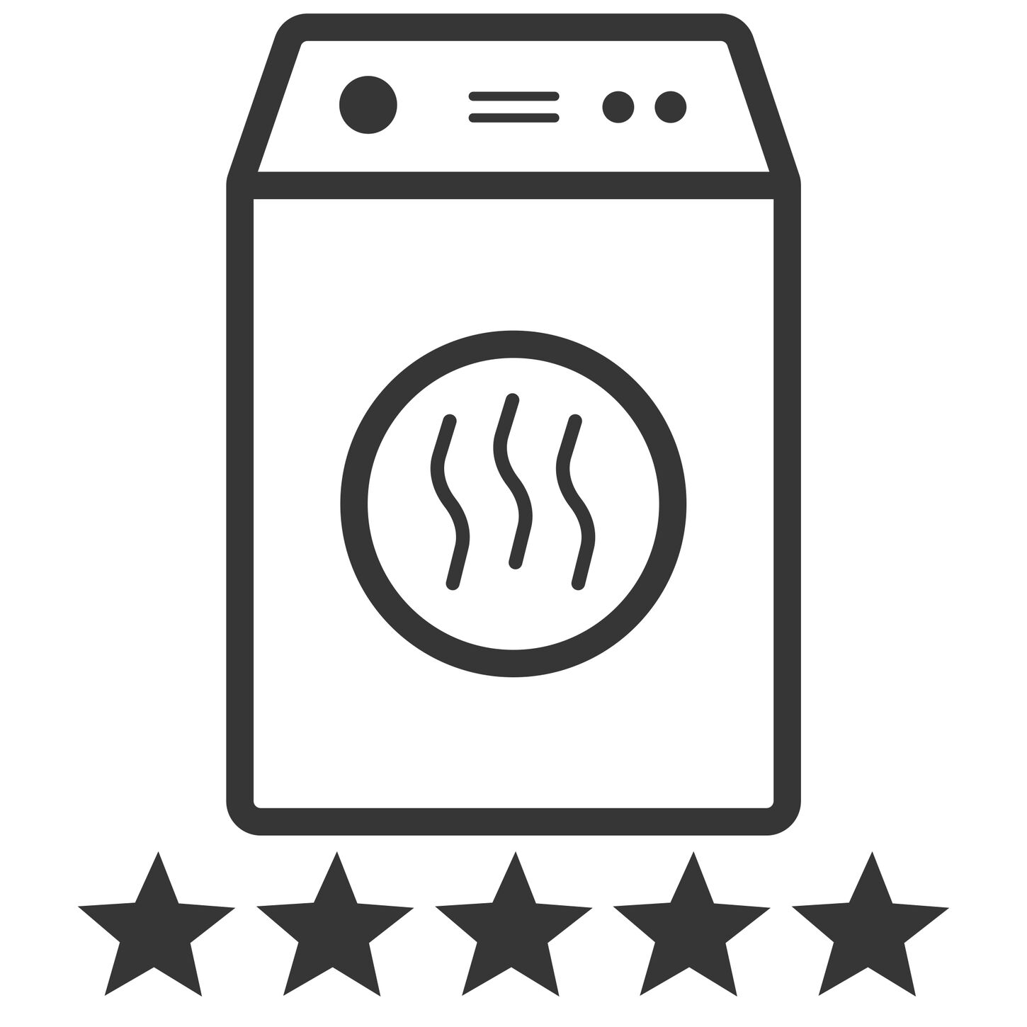 dryer icon with 5 black stars underneath