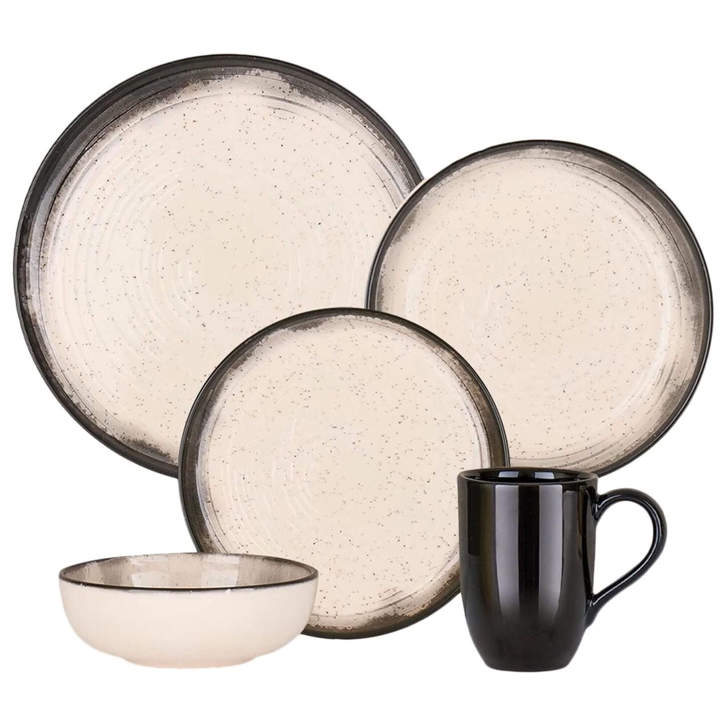 Oxford Contempo Tiramisu Stoneware 20-Piece Dinnerware Set in Beige and Black
