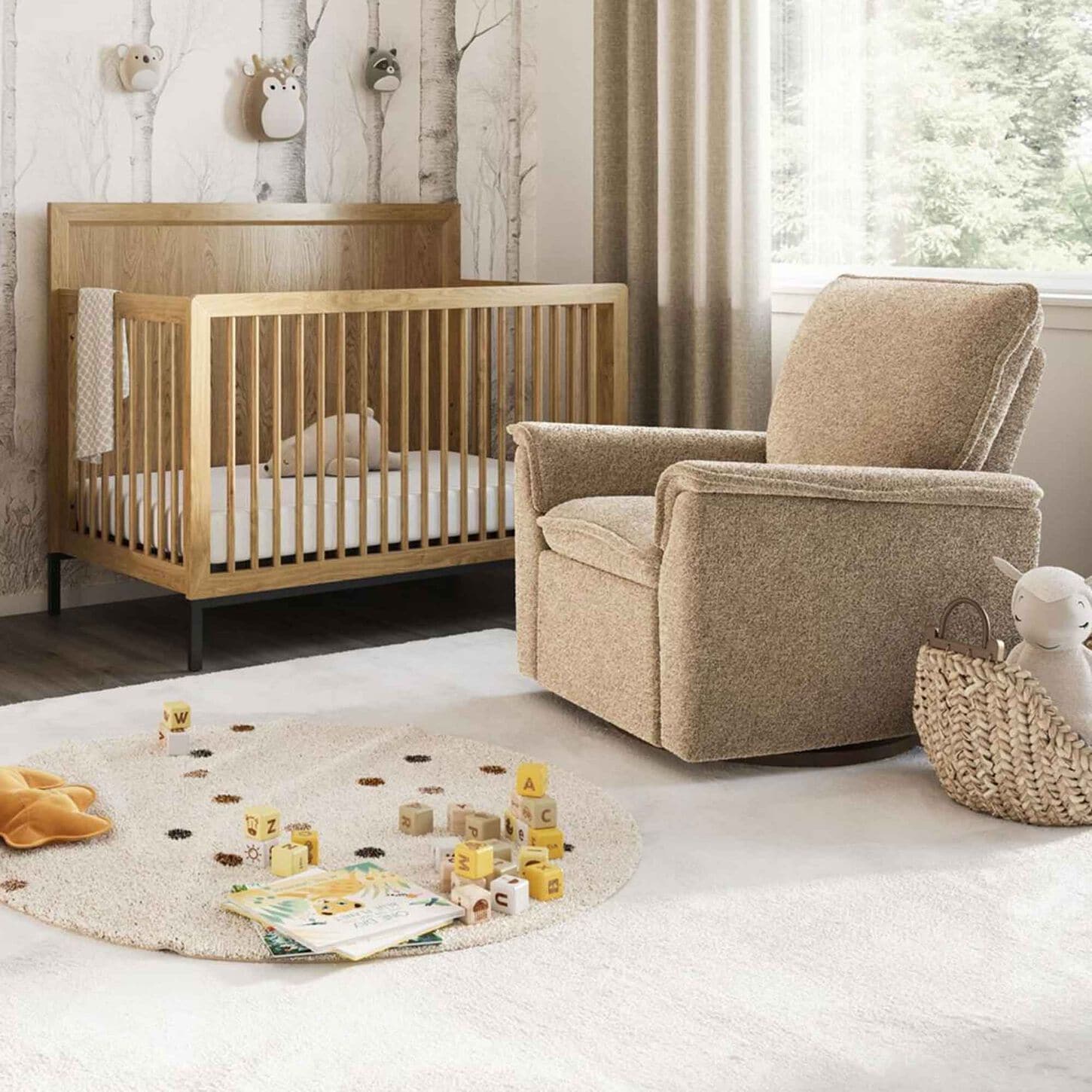 Baby Appleseed Anza Manual Swivel Nursery Glider Recliner in Taupe