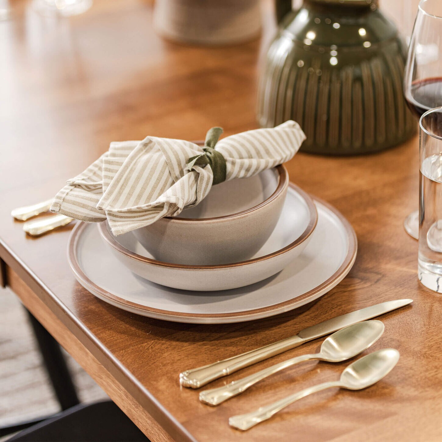 Dinnerware at a table setting
