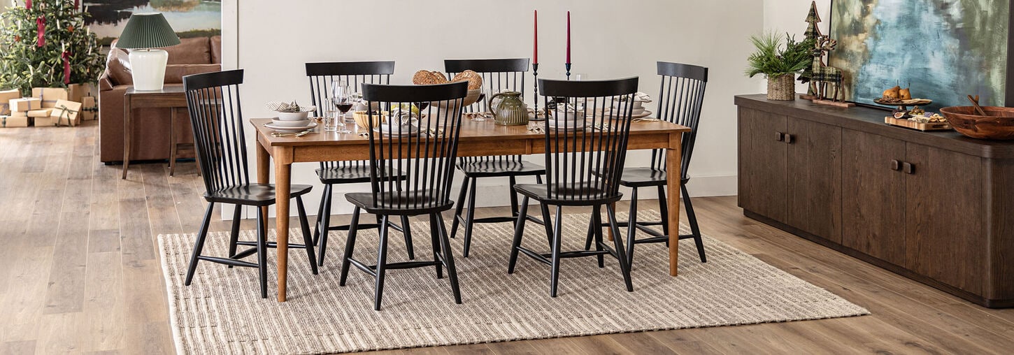 Canadel Core 7-Piece Rectangular Dining Set in Oak Washed and Black