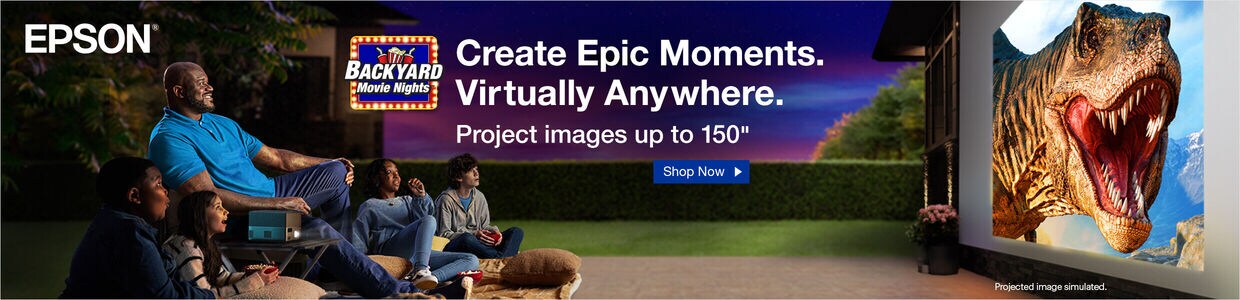 Epson|Backyard Movie Nights. Create Epic Moments. Virtually Anywhere. Project images up to 150 inches.|Shop Now.