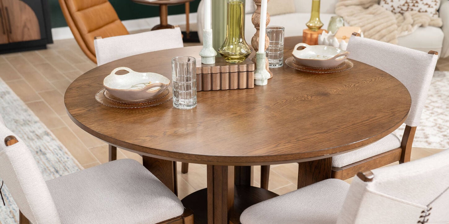 37b limited drop at nfm featuring a small round dining table with 4 chairs and decor
