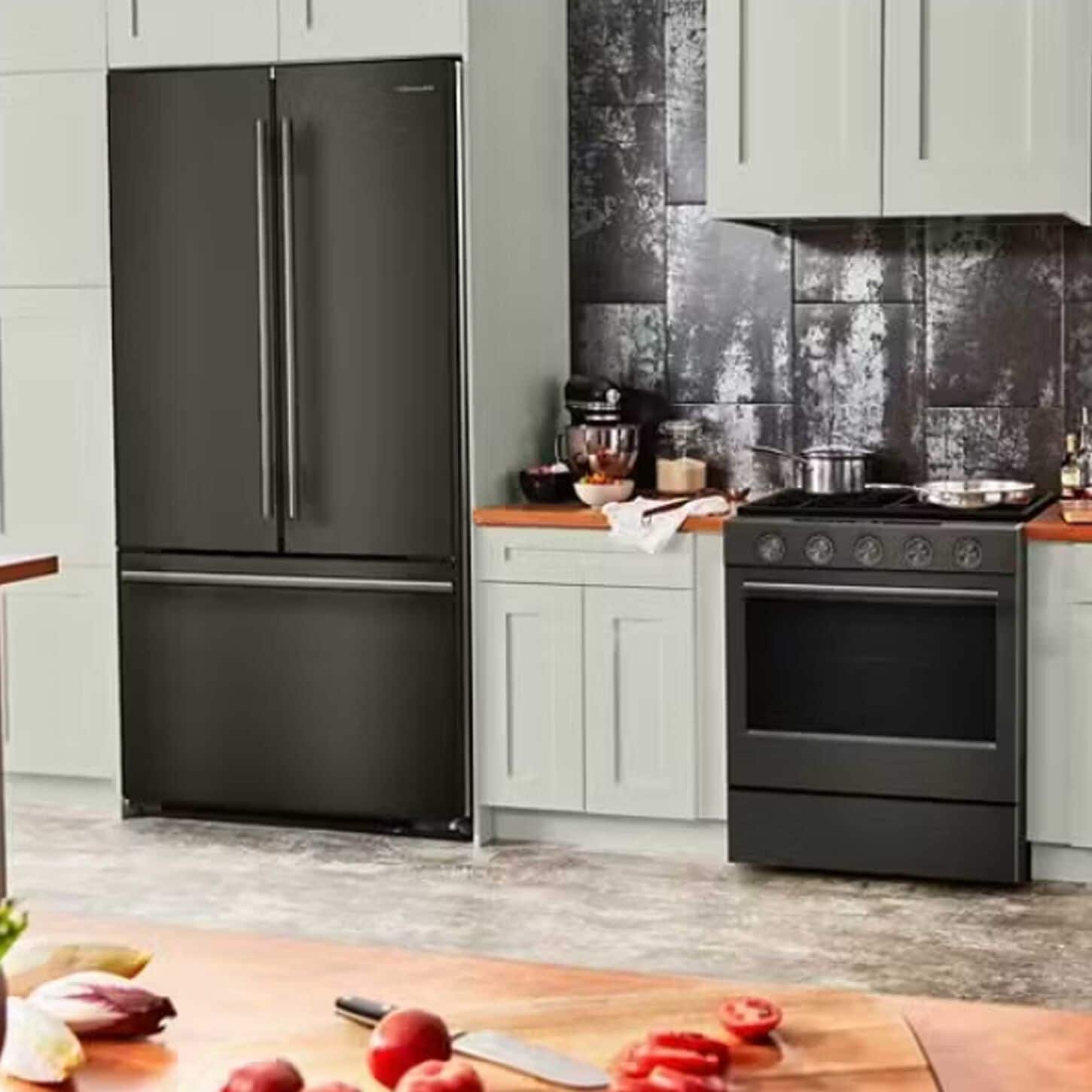 whirlpool stainless steel refrigerator in kitchen