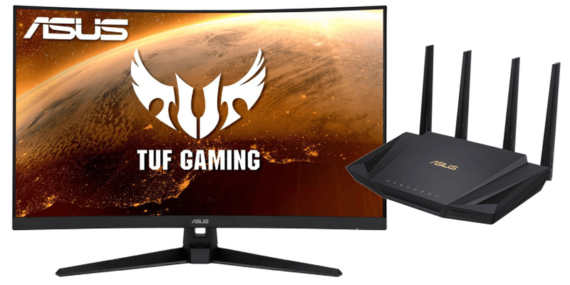 ASUS AX3000 Dual Band Wi-Fi 6 (802.11ax) Router | ASUS 31.5 inch WQHD Curved ELMB Sync and FreeSync Premium HDR Gaming Monitor