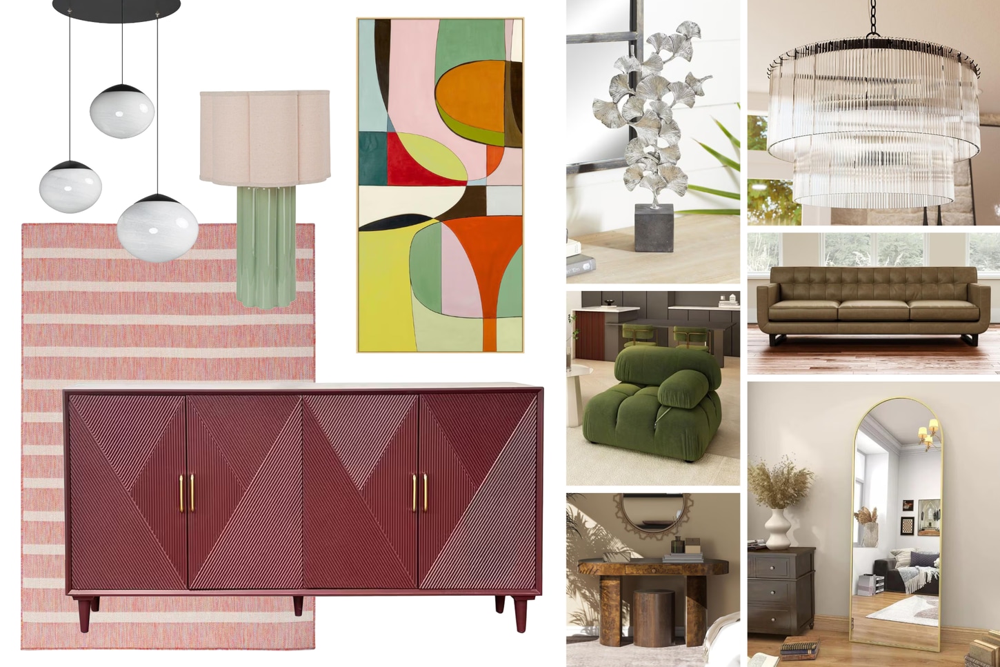 Collage of home decor and furniture
