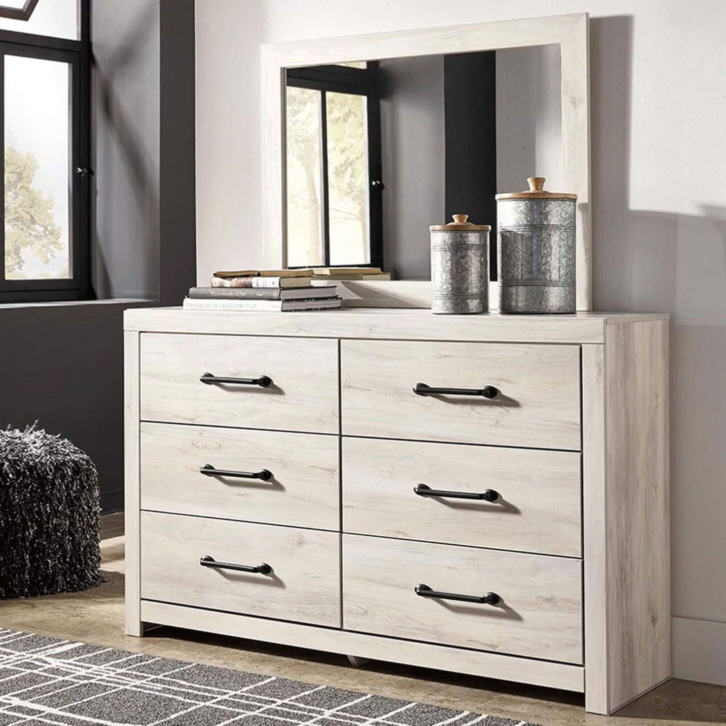 Ashley Cambeck Dresser and Mirror in Whitewash