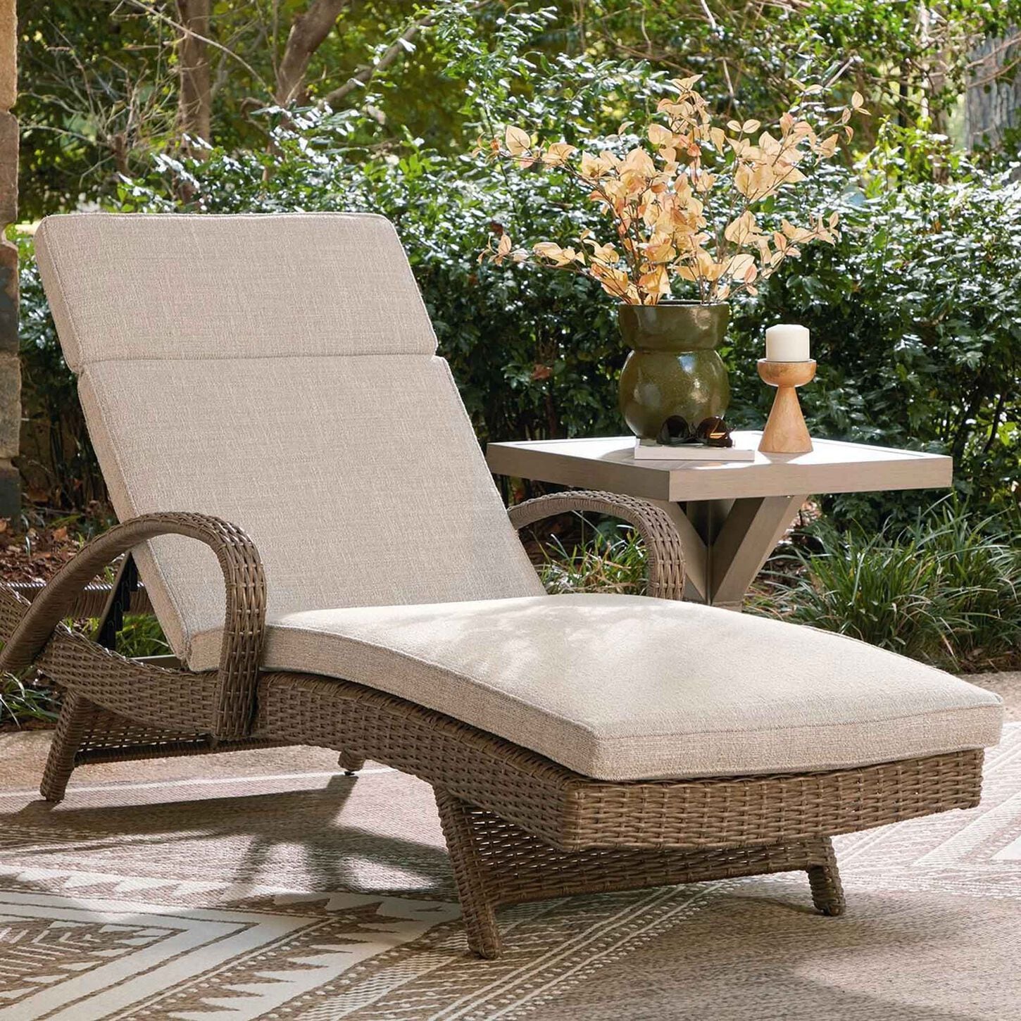 Ashley Laguna Heights Patio Chaise Lounge with Cushion in Beige