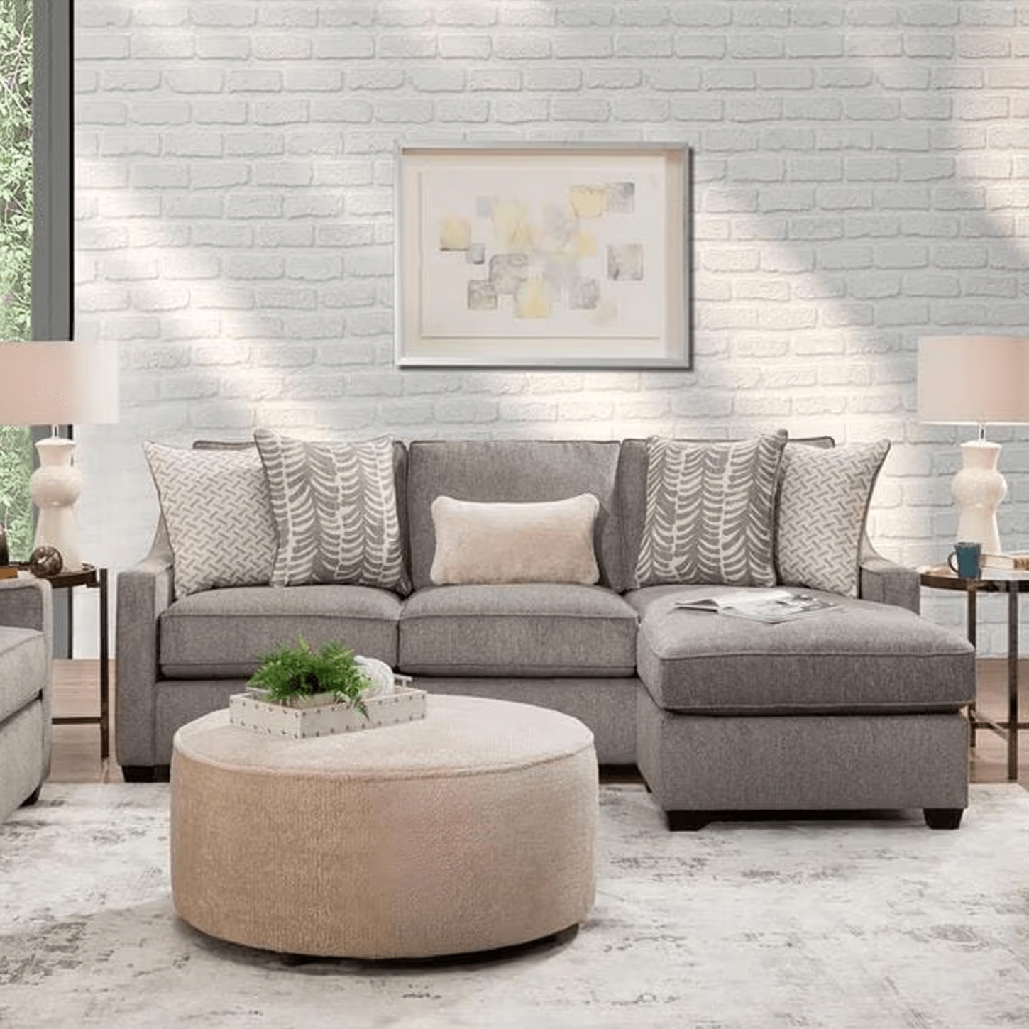 Northwestern St. Charles Right Facing Sofa with Chaise in Granite