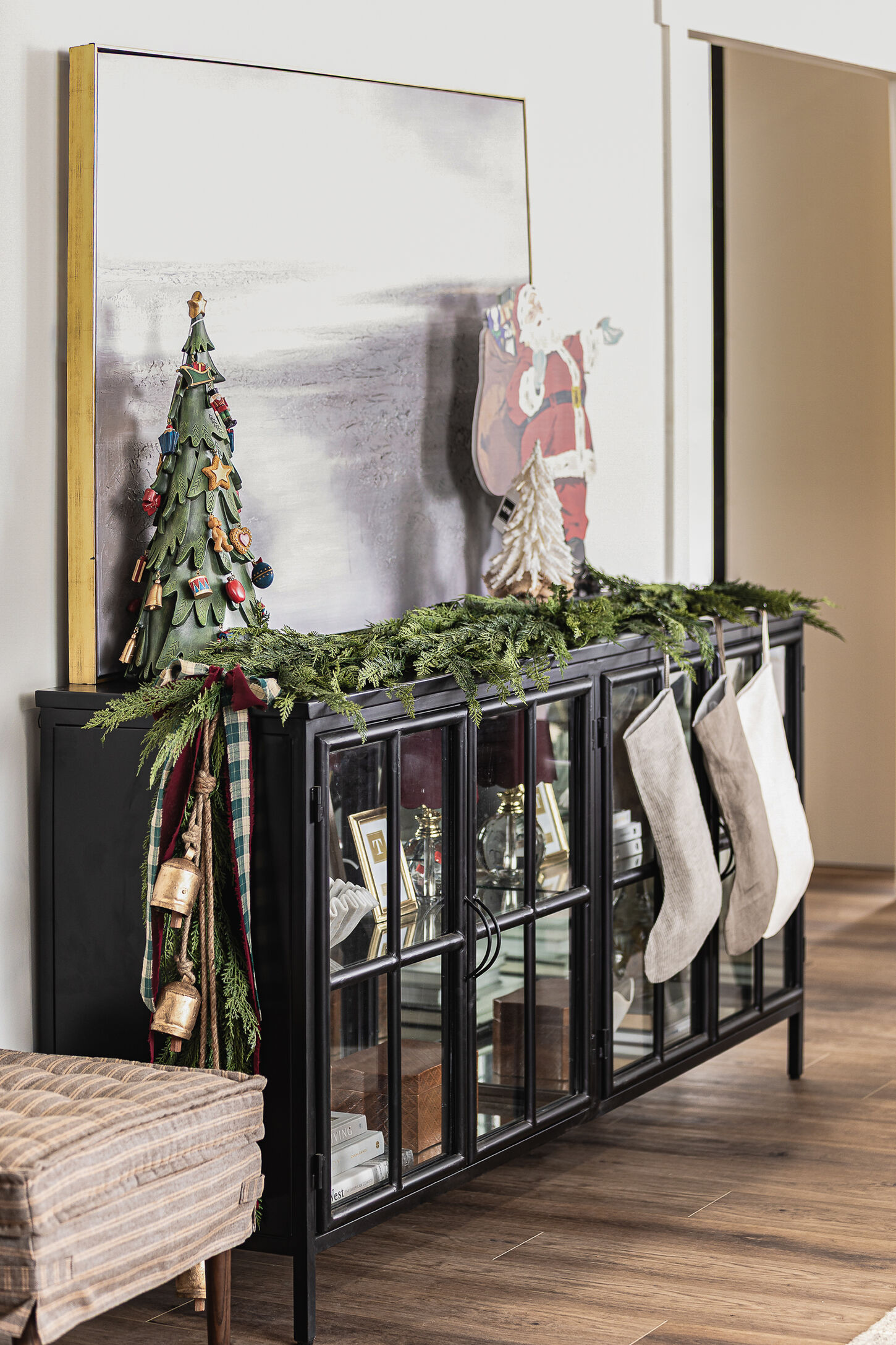 Buffet table with Christmas decorations